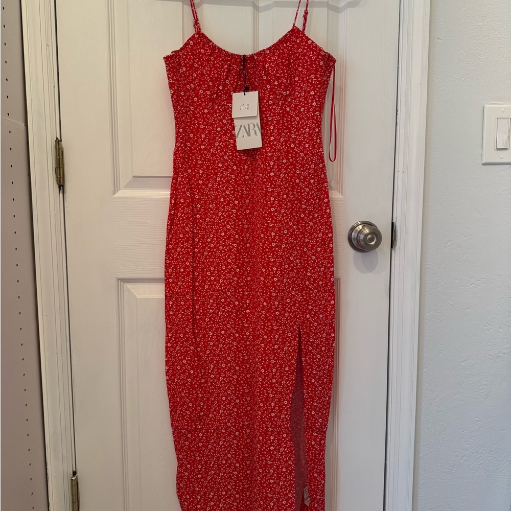 Zara Vibrant Red Patterned Skirt
